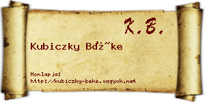 Kubiczky Béke névjegykártya